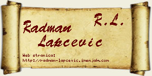 Radman Lapčević vizit kartica